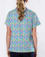 Colorful Easter Eggs Pastel Cute Nurse Scrub Top