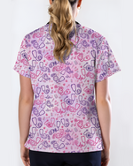 Cute Smiley Medical Icons Nurse Scrub Top