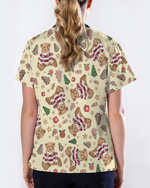 Cute Christmas Teddy Bear Medical Scrub Top