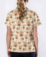 Lovely Bunny Rabbit Heart Medical Scrub Top