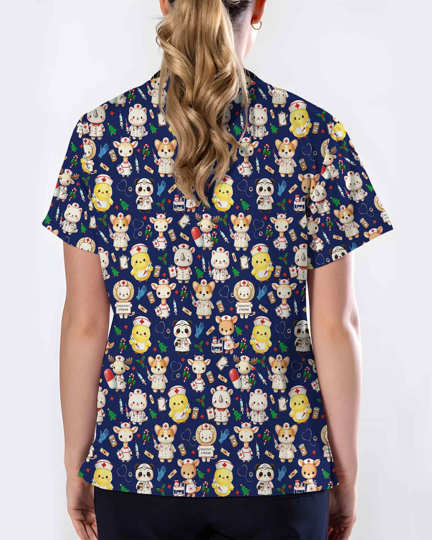 Cute Nurse Animals Scrub Top