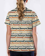 Playful Dachshund Striped Scrub Top