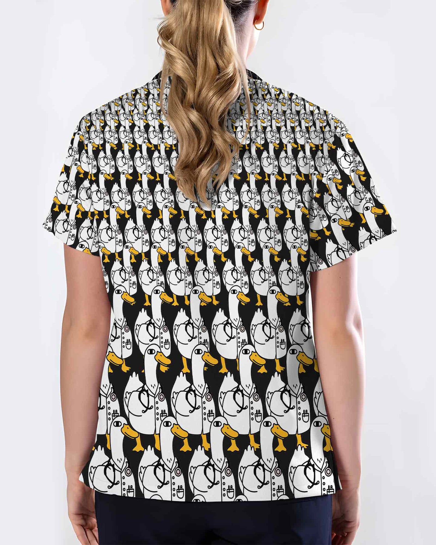 Cute Doctor Duck Cartoon Healthcare Scrub Top