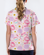 Beachy Vibes Coastal Sunshine Escape Women Scrub Top