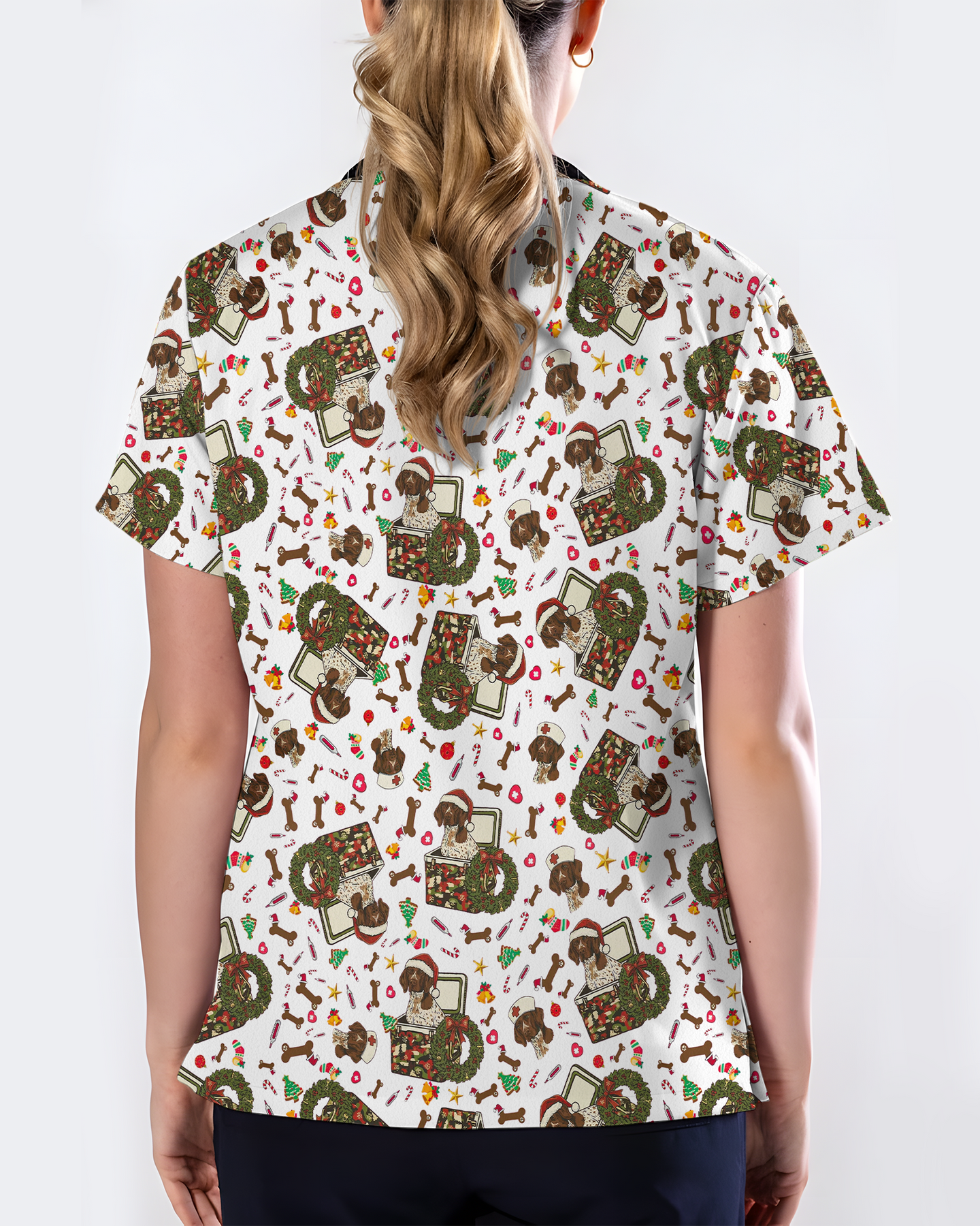 Cute Christmas Dog Medical Scrub Top