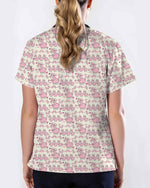 Pink Cute Llama Nurse Medical Scrub Top