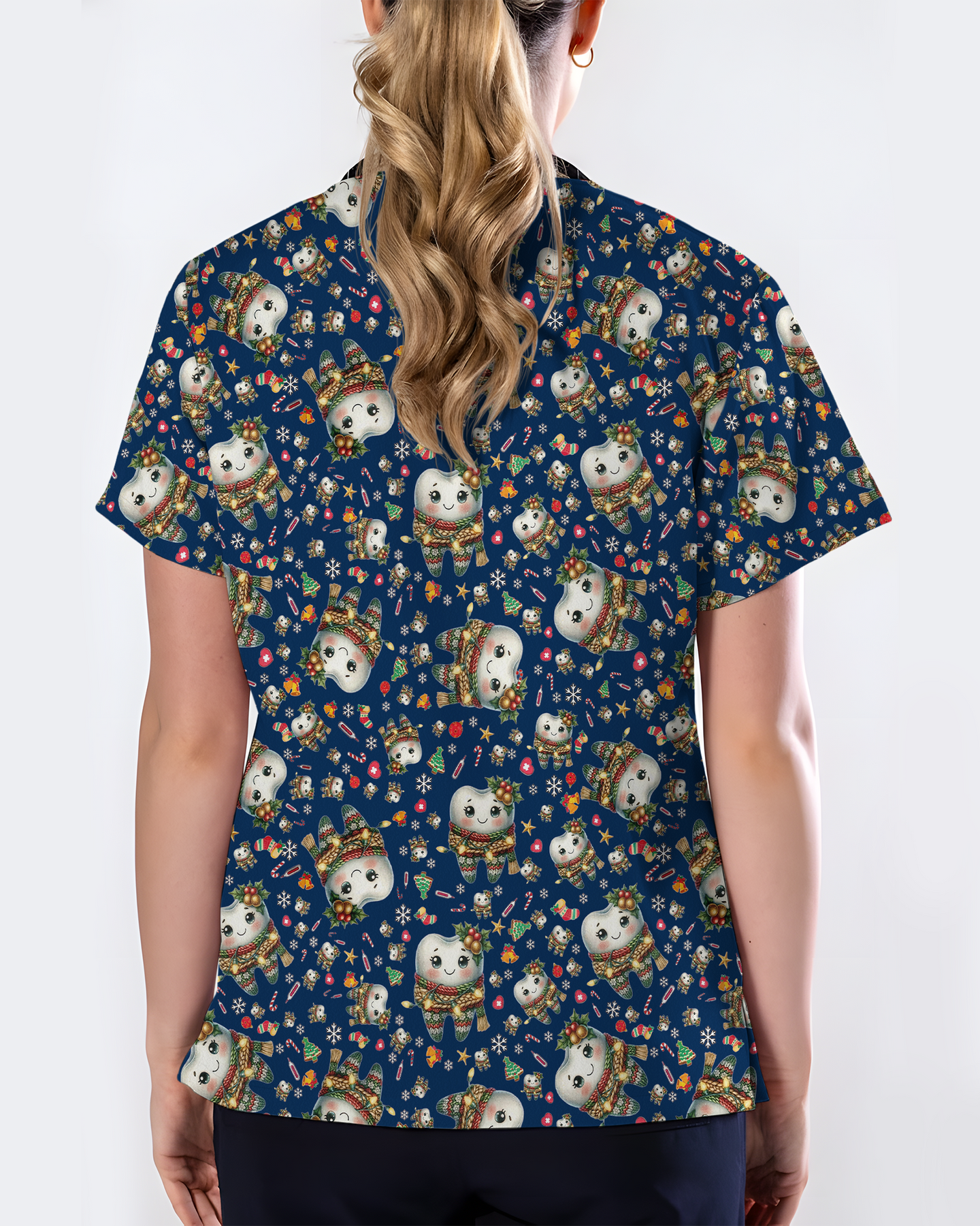 Cute Dental Christmas Scrub Top
