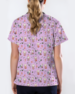Cute Christmas Bunny Medical Scrub Top