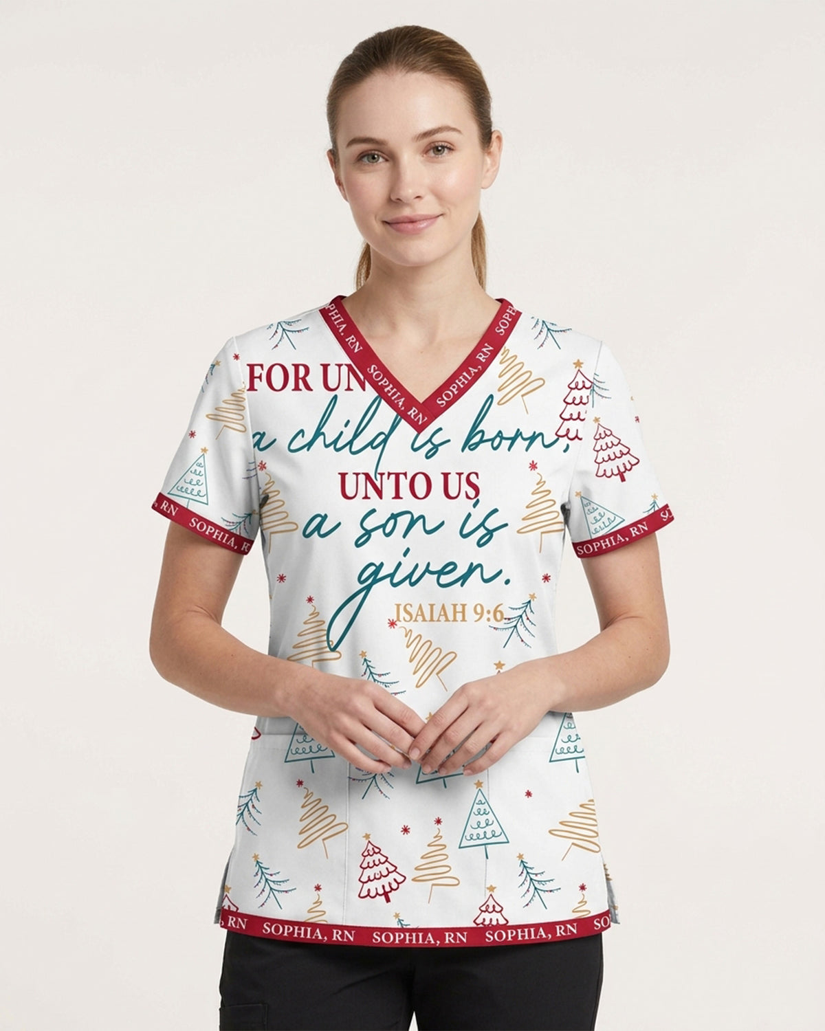 Personalized Name For Unto Us A Child Is Born Unto Us A Son Is Given Christmas Gift For Nurse Top