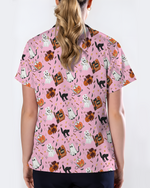 Cute Halloween Ghost Nurse Medical Scrub Top