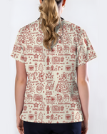 Retro Christmas Doodles Medical Scrub Top