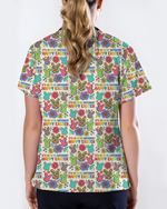 Autism Awareness Easter Bunny Cute Nurse Scrub Top