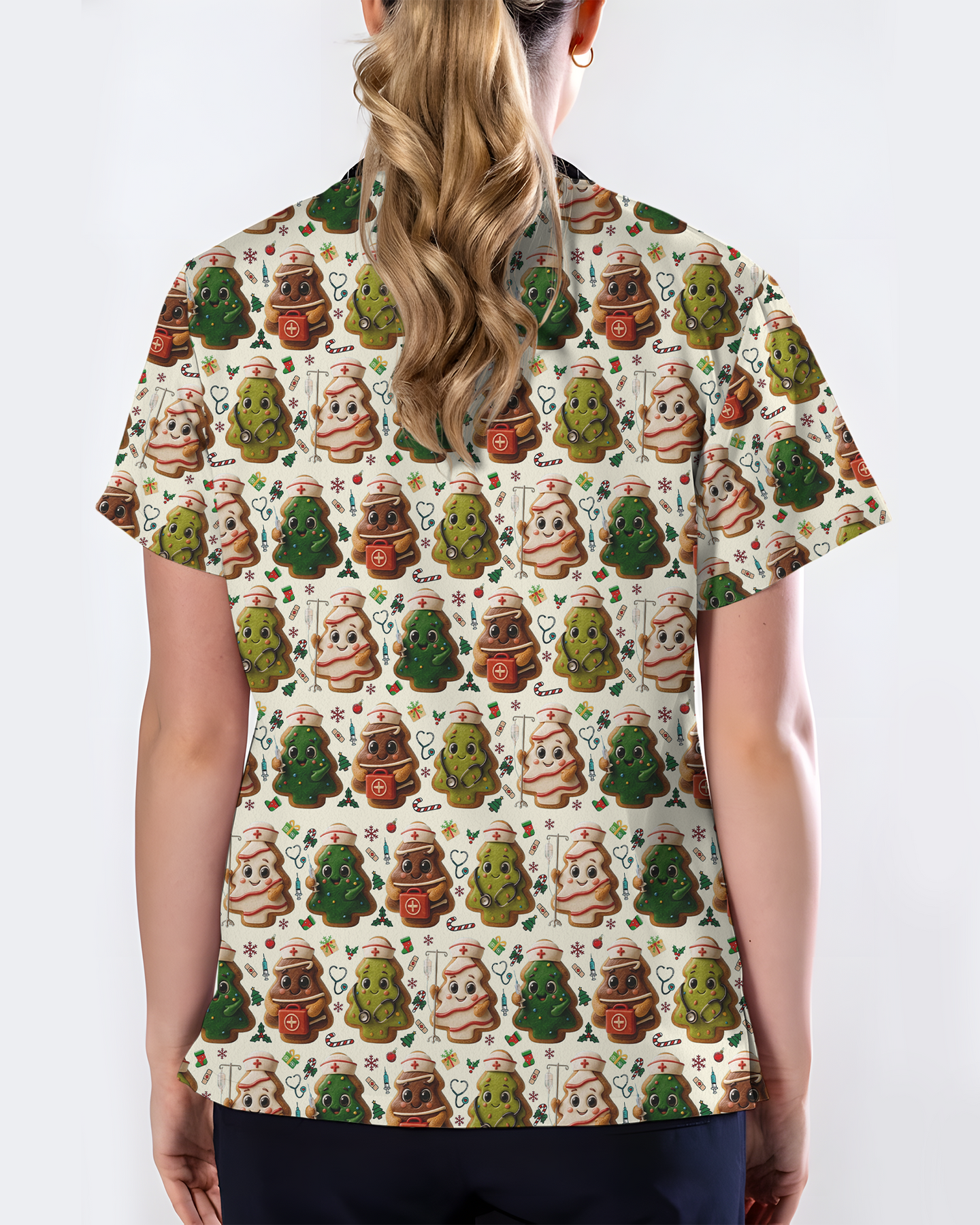 Sweet Christmas Tree Cookie Nurse Scrub Top