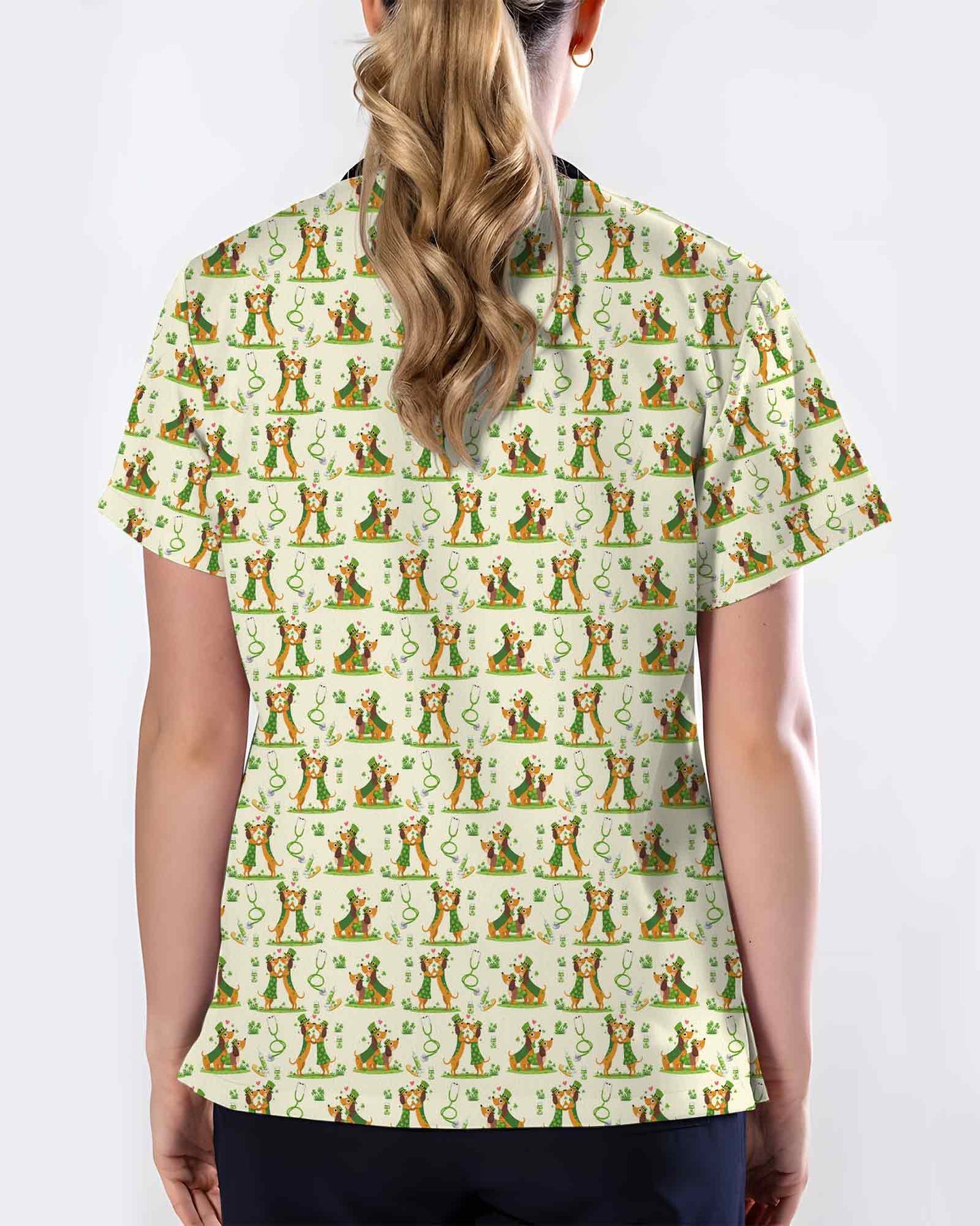 Cute Dachshund Heart Scrub Top