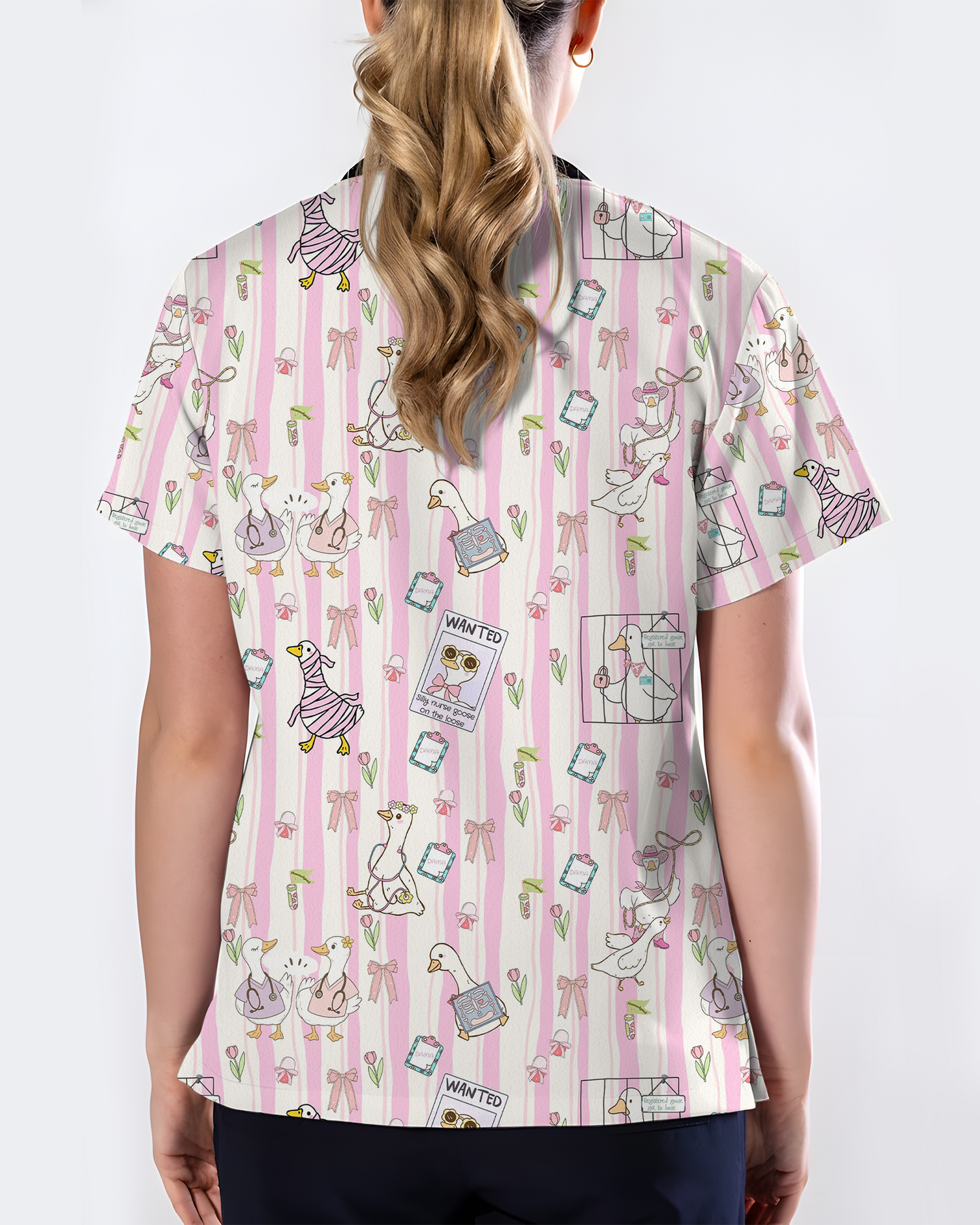 Silly Nurse Goose On The Loose Scrub Top
