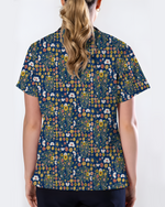 Floral Tooth Sunflower Dental Assistant Scrub Top