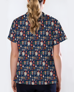 Cute Santa Teeth and Tooth Fairy Medical Scrub Top
