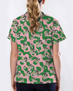 Cute Matcha Green Tea Cat Scrub Top