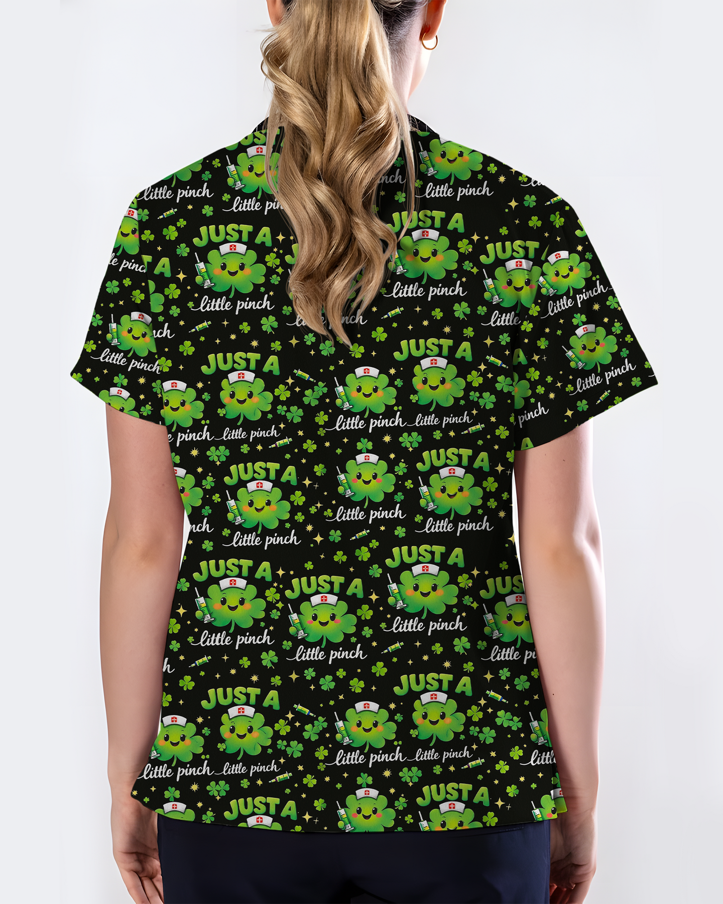 Lucky Shamrock Nurse Medical Scrub Top