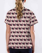 Black Cat Heart Stethoscope Medical Scrub Top