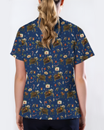 Cute Christmas Turtle Medical Scrub Top