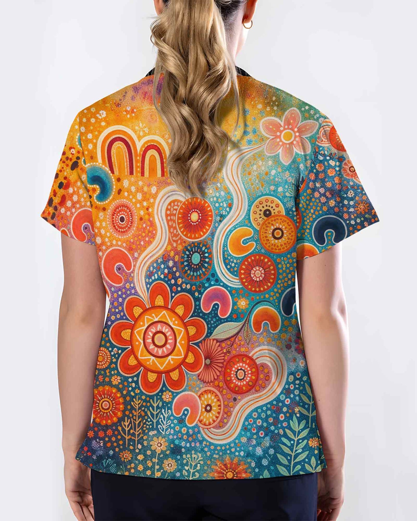 Aboriginal Indigenous Art Medical Scrub Top