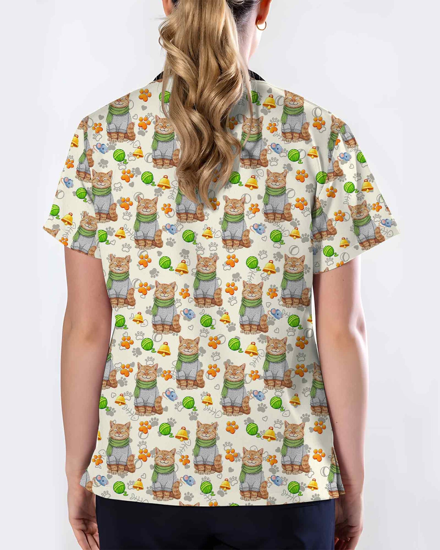 Adorable Cat Lover Nurse Scrub Top