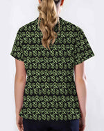 Black Neon Green Clover Medical Scrub Top