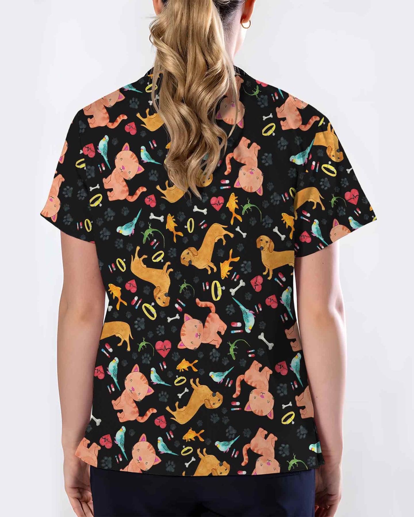 Playful Cats & Dogs Vet Life Scrub Top