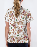 Cute Christmas Teddy Bear Medical Scrub Top
