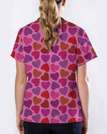 Swirling Hearts Valentine Medical Scrub Top