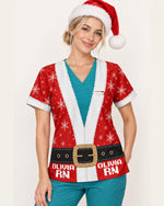 Personalized Name And Job Title Santa Costome Scrub 3D Effect Print Funny Christmas Gift For Nurse Top