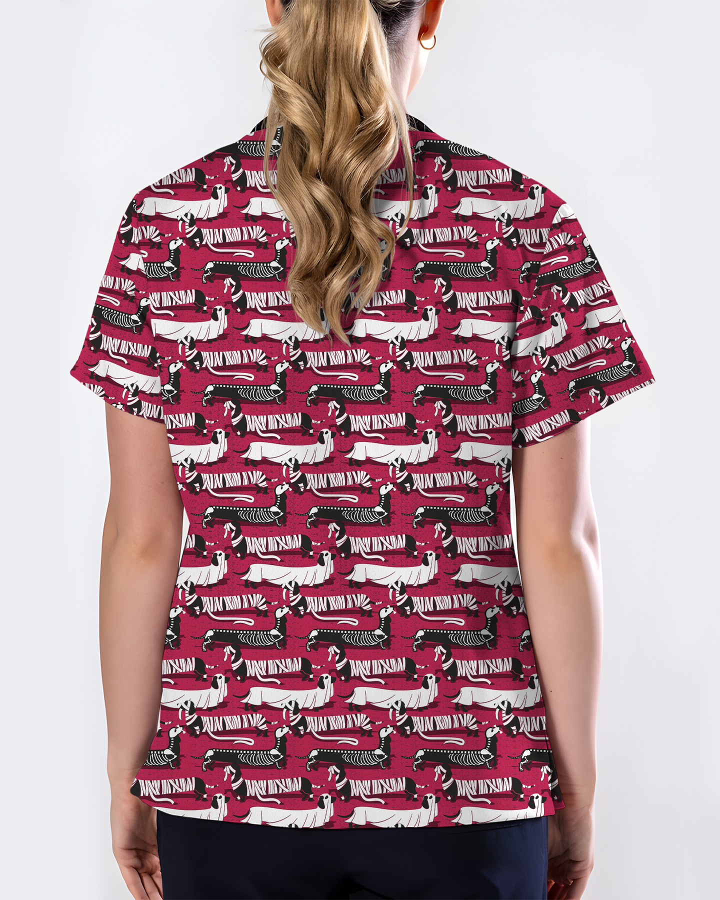 Adorable Mummy Wiener Dog Medical Scrub Top