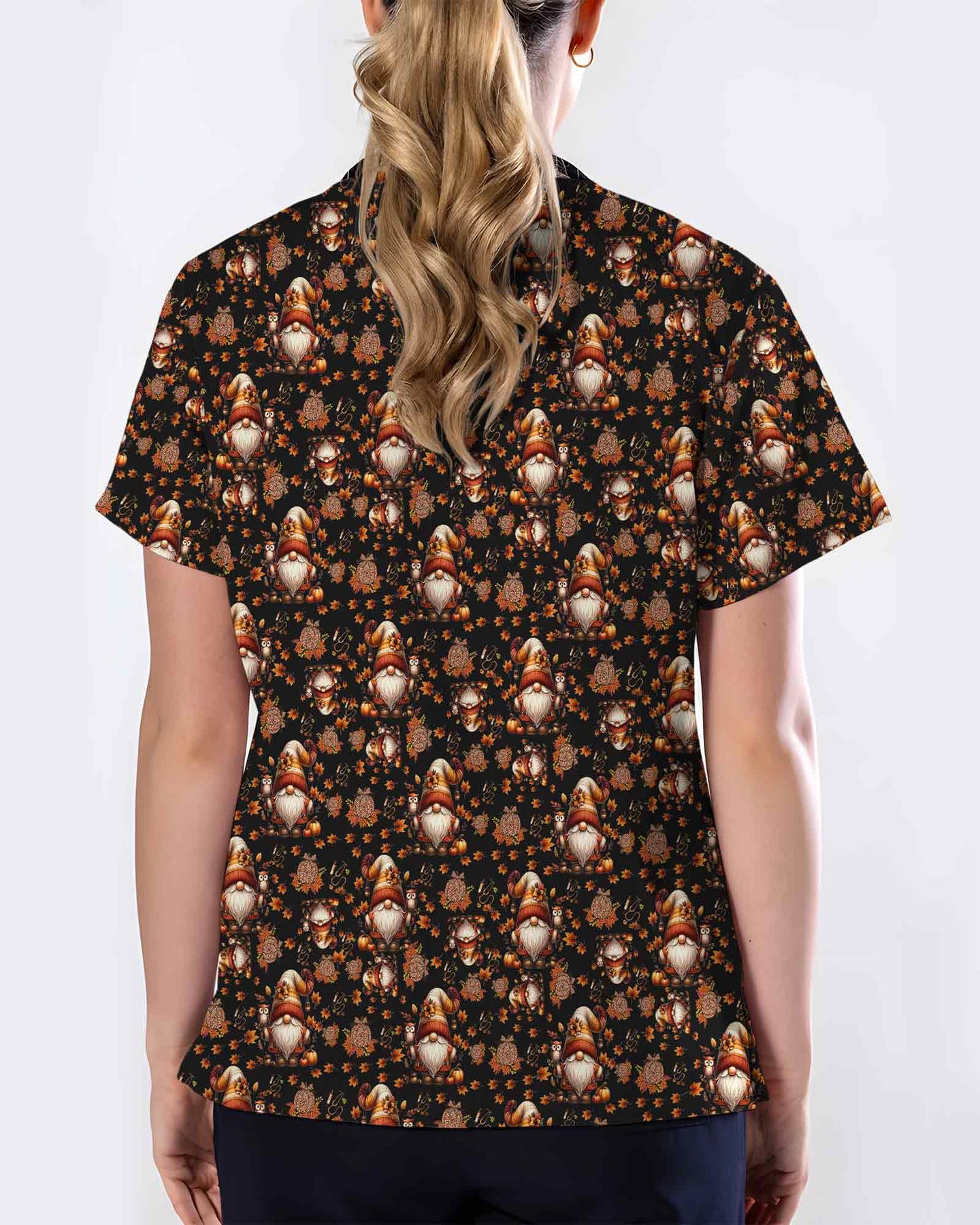 Fall Harvest Gnomes Scrub Top