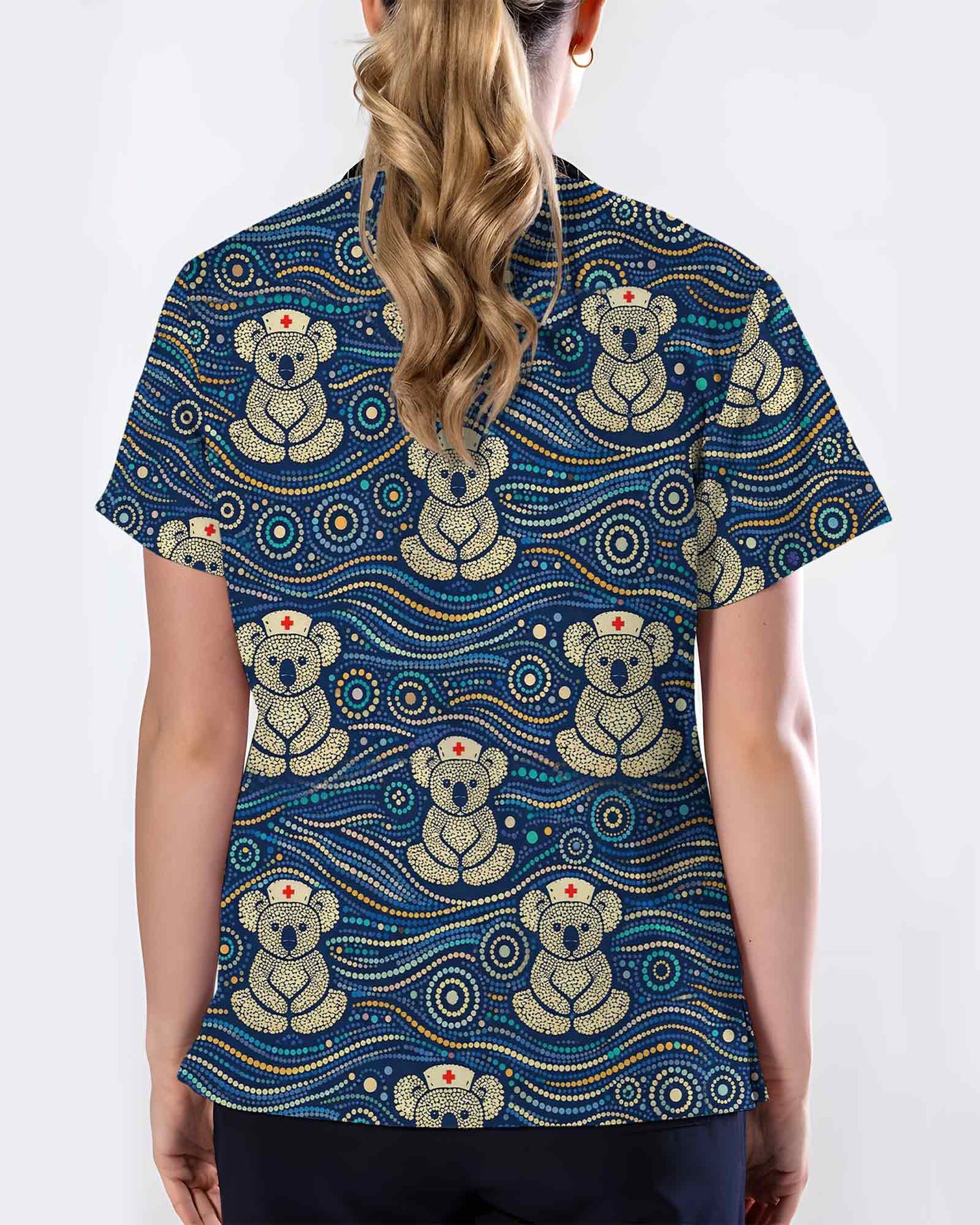 Aboriginal Indigenous Art Nurse Koala Medical Scrub Top