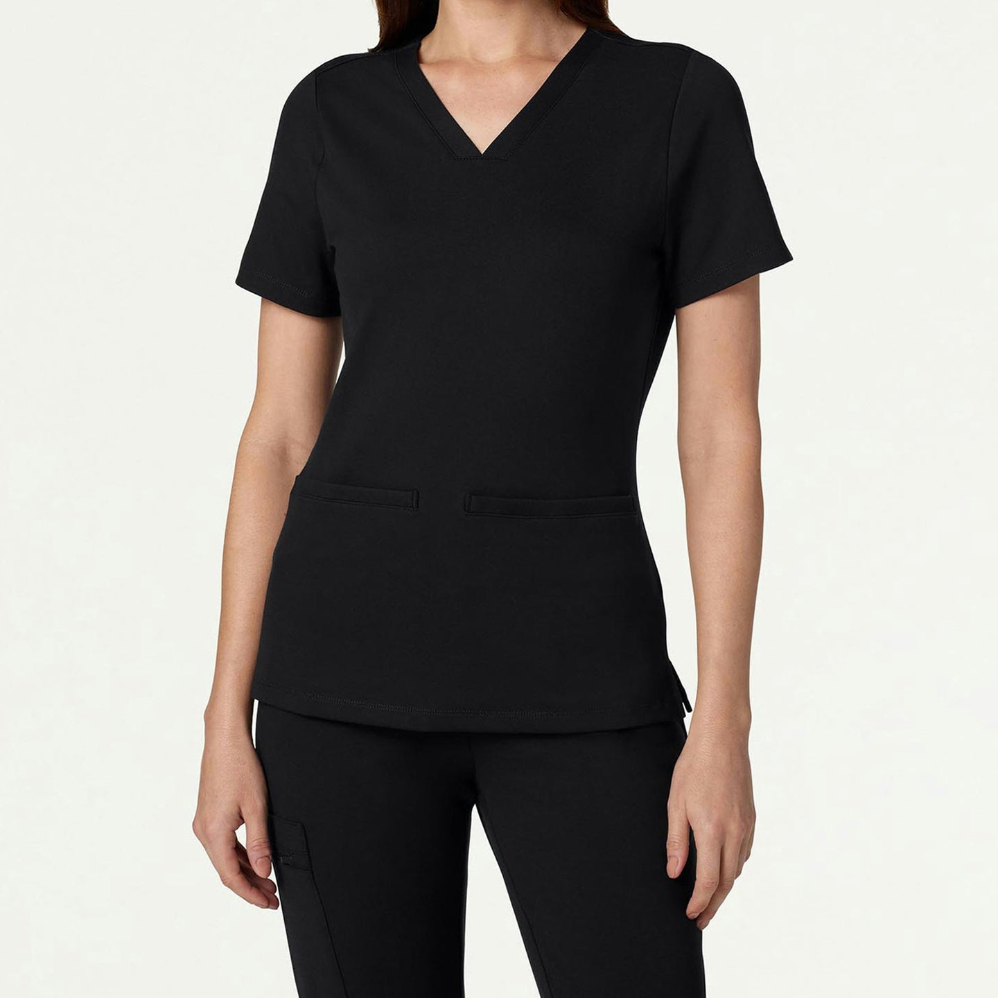 Women’s Slim Fit Soft Stretch V-Neck Scrub Top with 2 Pockets and Side Vents