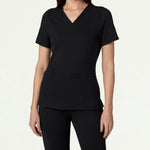 Women’s Slim Fit Soft Stretch V-Neck Scrub Top with 2 Pockets and Side Vents