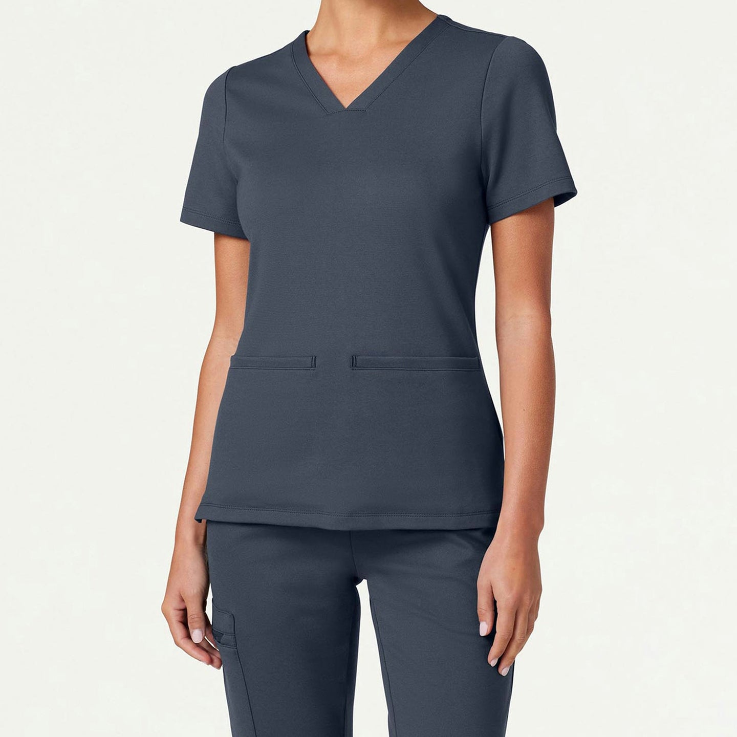 Women’s Slim Fit Soft Stretch V-Neck Scrub Top with 2 Pockets and Side Vents