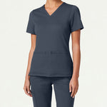 Women’s Slim Fit Soft Stretch V-Neck Scrub Top with 2 Pockets and Side Vents