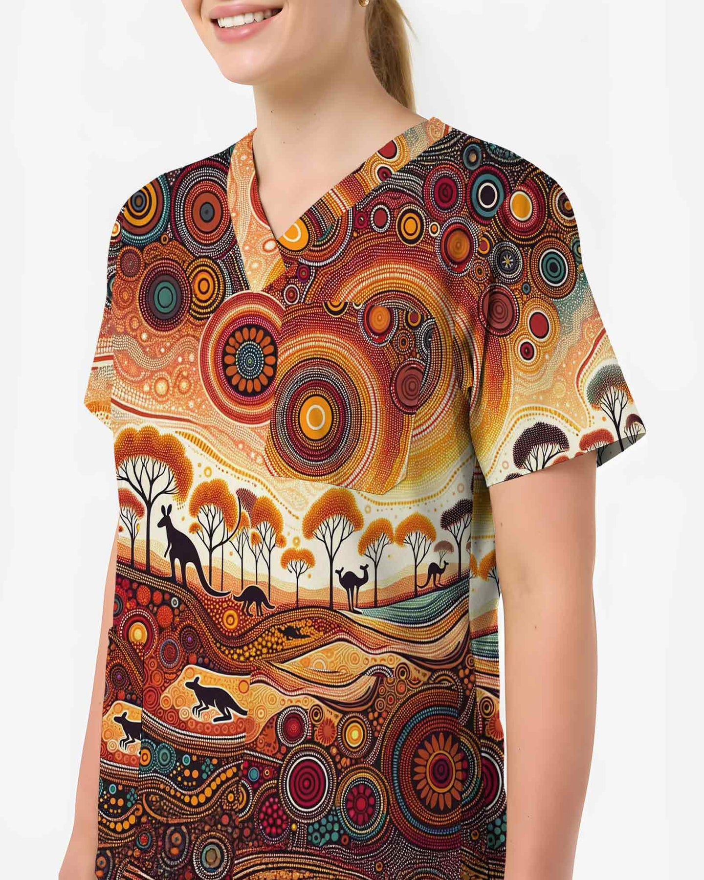 Aboriginal Indigenous Art Outback Wildlife Scrub Top