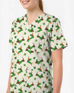 St. Patrick's Day Dachshund Dog Medical Scrub Top