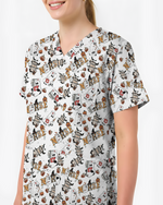 Funny Cute Halloween Ghost Medical Scrub Top