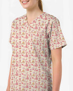 Sweet Cupid Cake Berry Valentine Scrub Top