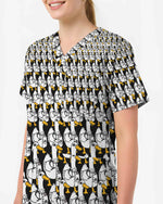 Cute Doctor Duck Cartoon Healthcare Scrub Top