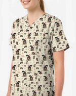 Charming Australian Shepherd Valentine Dog Scrub Top