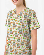 Adorable Cat Lover Nurse Scrub Top