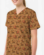 Funny Thanksgiving Dachshund Scrub Top