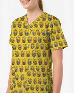 Yellow Cute Honey Bee Nurse Medical Scrub Top
