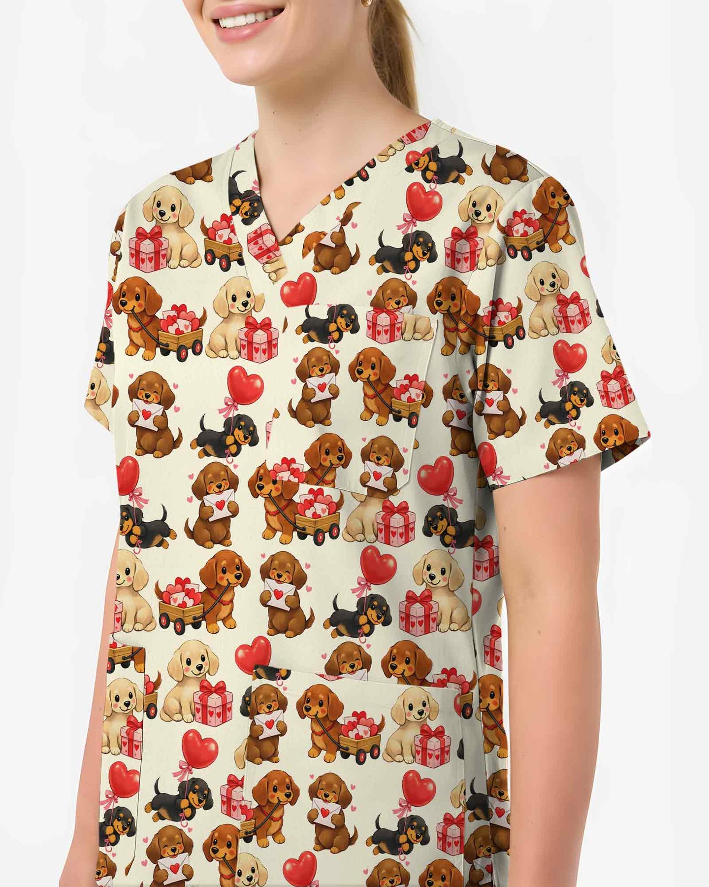 Sweet Valentine Dachshund Scrub Top