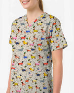 Colorful Dachshund Scrub Top
